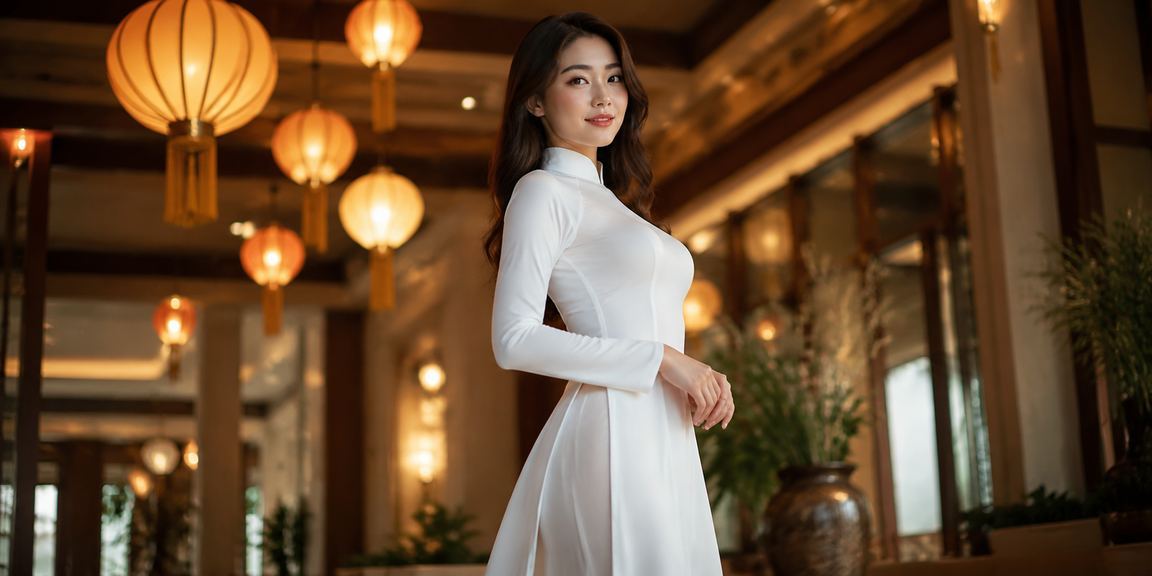 Phụ nữ áo dài tại Hội An với điện thoại tra kèo thể thao trực tuyến
