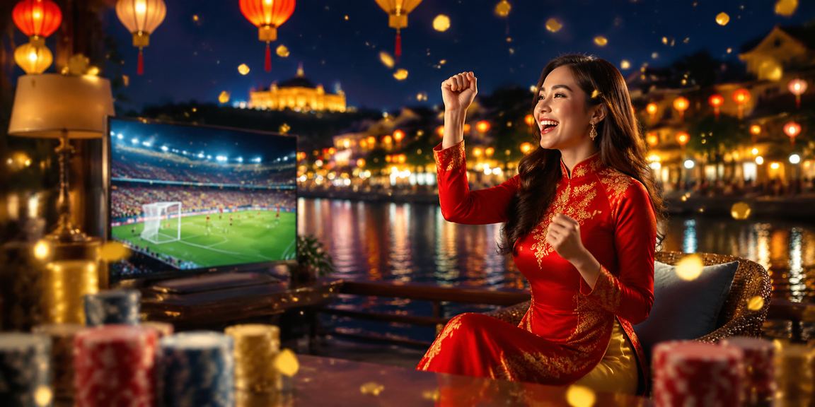 Phụ nữ áo dài Huế dùng điện thoại truy cập ứng dụng cá cược thể thao trực tuyến