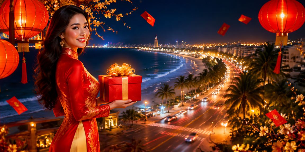 Cảnh biển Phan Thiết với không khí lễ hội và giải trí trực tuyến sôi động